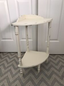 Vintage Corner Table Rustic Cream Color Shabby Chic French Country