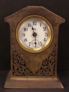 1800 S Ansonia Bronze Damascene 8 Day Beveled Crystal Carriage Case Mantle Clock
