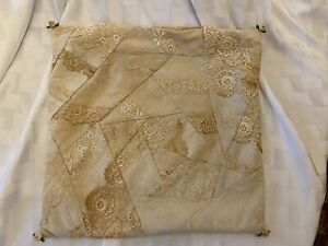 Pillow Cover Antique Crazy Quilt Detailed Lace Doily Linen Handcrafted Vintage