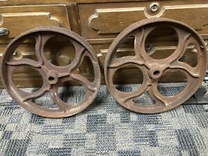 Antique Cast Iron Factory Cart Wheels 16 X 2 1 2 Railroad Gas Engine Steampunk
