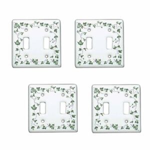 4 Vintage Light Switch Plate White Porcelain Ivy Double Toggle