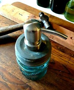 Antique Ball Soap Dispenser Stainless Pump Zinc Lid Mason Jar