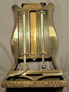 Antique Brass Weather Instrument Tycos Hygro Autometer Hygrometer Rare