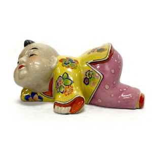 Antique Qing Chinese Porcelain Baby Boy Buddha Opium Pillow Headrest Statue
