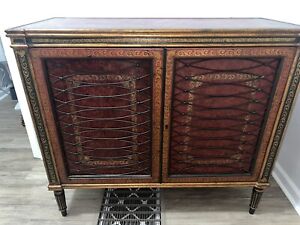 Theodore Alexander Leather Wrapped Regency Cabinet