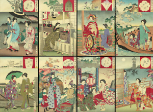  Yoshu Chikanobu 8 Woodblock Prints Series Eight Views Of Modern Tokyo 
