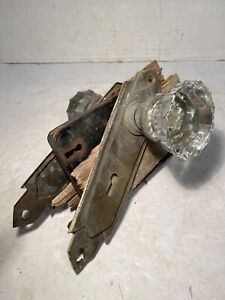 Antique Crystal Glass 12 Point Door Knob Mortise Lock Set With Back Plates