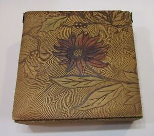 Old Handkerchief Box Wood Burned Pyrography Flemish Art Christmas Poinsettia