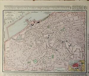 C1895 Rand Mcnally Co Map Of Main Portion Of Cleveland Original Antique Map 