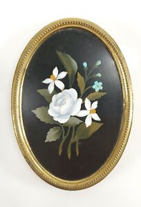 Antique Pietra Dura Floral Plaque Mounted In A Bronze Frame