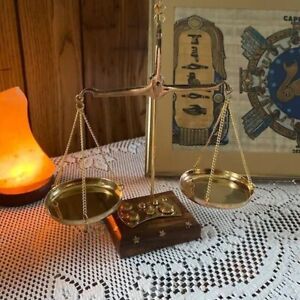 Brass Weighing Scale Balance Old Traditional Goldsmith Weight Justice For Use