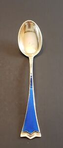 Norway Sterling Silver Blue Enamel Demitasse Spoon Vintage J Tostrup As Is