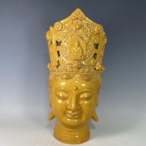 15 9 Song Dynasty Old Antique Liao Ningcai Porcelain Yellow Glaze Buddha Statue