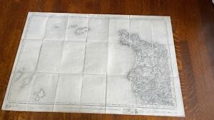 Antique French 1880 S Map Backed On Linen Les Pieux 