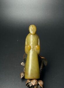 Chinese Antique Han Dynasty Hetian Ancient Jade Carved Statues Jade People