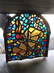 Mc5 Antique Chunk Stained Glass Arch Window 48 5 X 44w