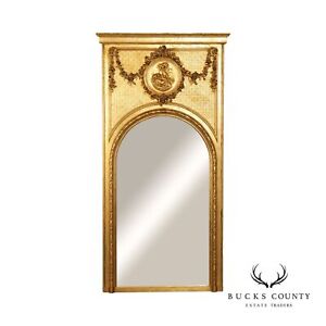 French Louis Xvi Antique Neoclassical Style Gilt Trumeau Pier Mirror