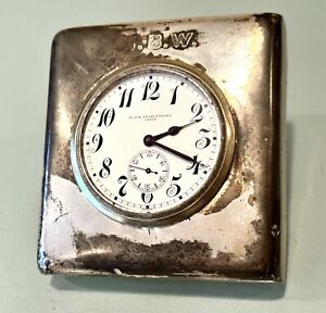 Vintage Antique Black Star Frost 8 Day Swiss Concord Watch Sterling Silver Clock