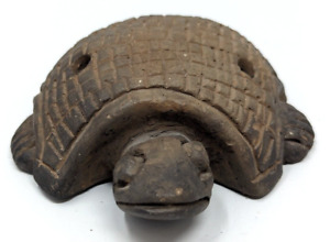 Antique Primitive Pre Columbian Mayan Pottery Turtle Whistle Ocarina Flute Hr21