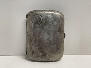 Vintage Cigarette Case 68 Grams Engraved With An M Silver Color Metal