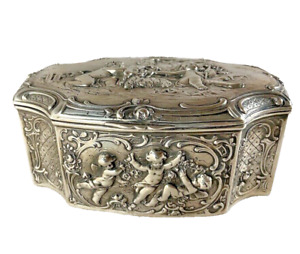 Exquisite Late 19th Century German Rococo Sterling Silver Trinket Box