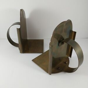 Antique 1930 S Chase Usa Art Deco Brass Copper Industrial Desk Book Bookends