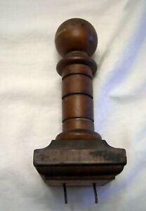Antique Primitive Turned Wooden Newel Post Finial Architectural Salvage English