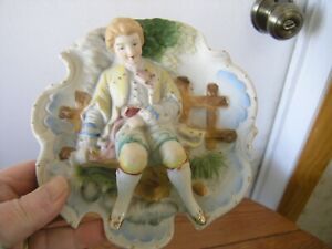 Wall Plate In 3 D Relief Chase Bisque Colonial Man 6 5 Japan Hand Painted