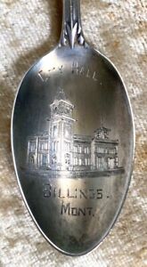 Sterling Silver Souvenir Spoon City Hall Billings Mont Native American Bison
