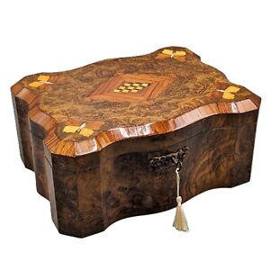 Large Unusual Burr Walnut Inlaid Table Box 
