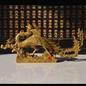 Chinese Folk Myth Bronze Fengshui Phoenix Fenghuang King Bird Auspicious Statue