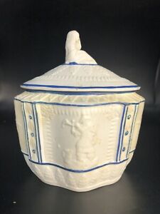 Antique Sugar Bowl Lid Feldspathic Stoneware Porcelain C 1820 Castleford Type