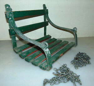Antique Vintage Iron Wooden Slat Child S Garden Tree Swing Bench Chair