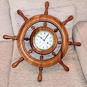 Rare Schatz Royal Mariner Ships Clock In Large Ship S Wheel Clock Not Working