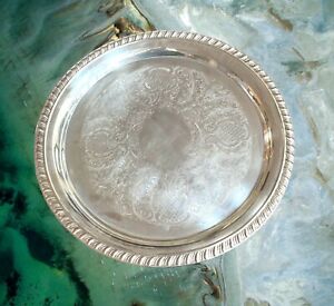 Wm Rogers Round Silverplate 12 Gadroon Tray