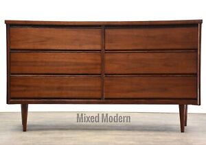 Walnut Mid Century Modern Dresser By Bassett