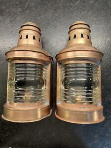 Two Perko Brass Oil Ship Lanterns Perkins Marine Lamp And Hardware Corp 