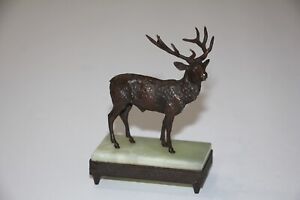 F Bergman School Cold Painted Bronze Vienna Austrean Deer C 1850