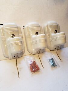3 Vintage Wall Fixture Light Rewired Art Deco Porcelain Pull Chain Sconce