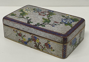 Antique Chinese Cloisonne Box 19th Century Peony Floral