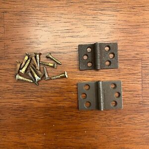 Qty 2 Vintage Rustic Old Small Door Hinges 1 3 16 X 1 7 8 Includes Screws