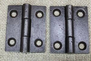 2 Old Cabinet Door Small Hinges Butt 2 X 1 5 8 Vintage Rustic Cast Iron 1850 S