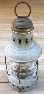 Excellent Ant Perko Perkins Oil Lamp Nautical Lantern Ribbed Globe Brooklyn Ny