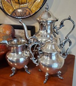 3 Piece Vintage Birmingham Silver Co Silver On Copper Silver Tea Set Bsc