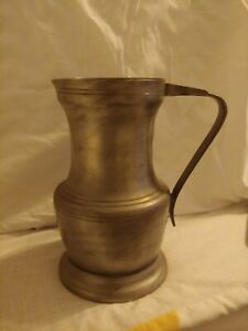 Antique 95 Peltro Highest Quality Of Pewter Used To Make Jug 8in Height Gr8 Con