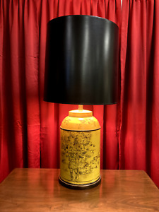 Frederick Cooper Cannister Form Tole Lamp With Black Parchment Shade