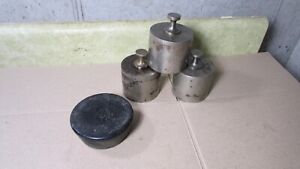 Lot Of 4 Antique Balance Scale Weights 4lbs 5lbs Cast Iron Brass