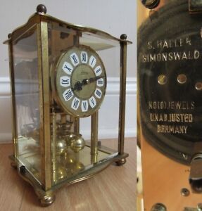 Vintage Carriage Clock S Haller Simonswald Brass Germany Glass Sides Hand Wind