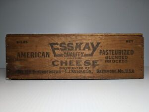 Vtg Esskay Schluderberg Kurdle Baltimore Maryland Cheese Wood Wooden Box Crate