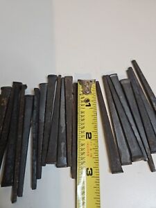 30 Old Hand Cut 3 Square Head Nails 12 3 5 Rusty 19th Century